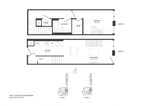 Floor plan for 1 bed, 1 bath, 760 sqft